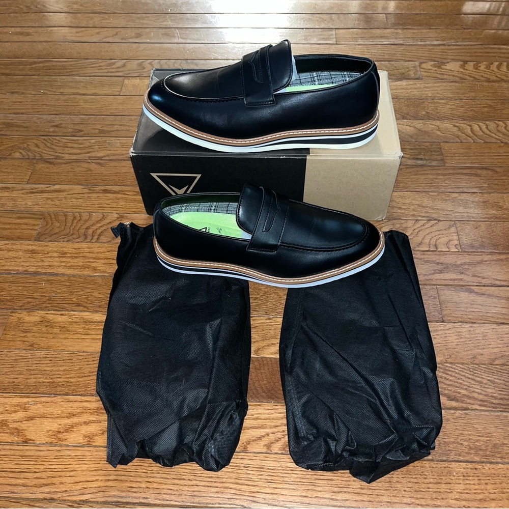 Vance Co Albert Vegan Leather Penny Loafers Black Leather Men’s Size 10.5 - Picture 12 of 15